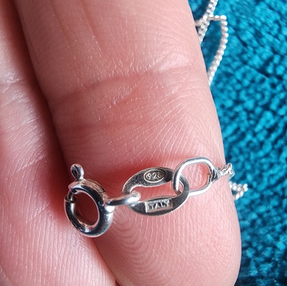 Elegant Sterling Silver and Blue Pendant Necklace Set - Picture 6 of 6